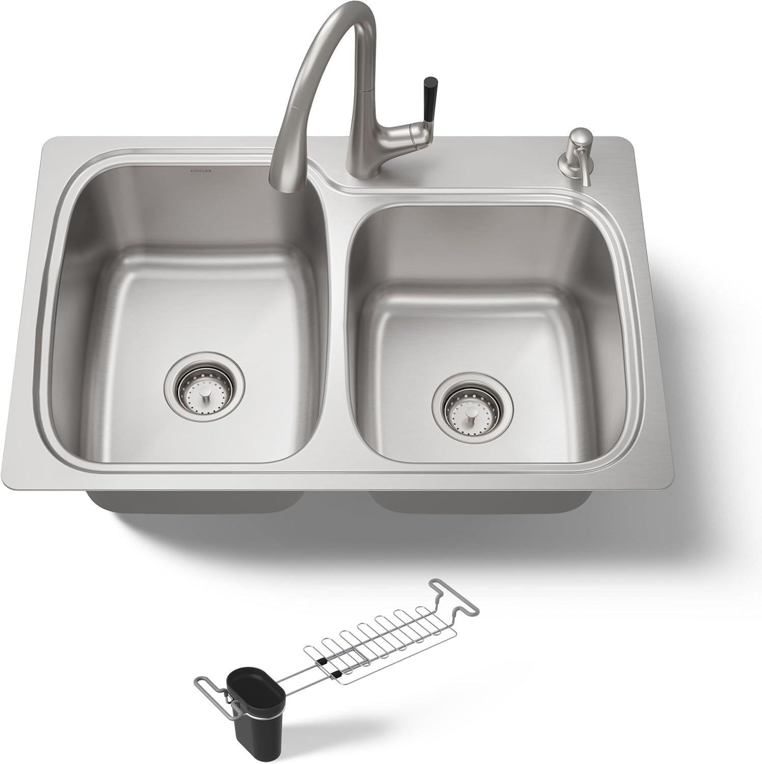 Kohler K-R75791-2PC-NA All-In- One-Kit Kitchen Sink, Brushed Stainless