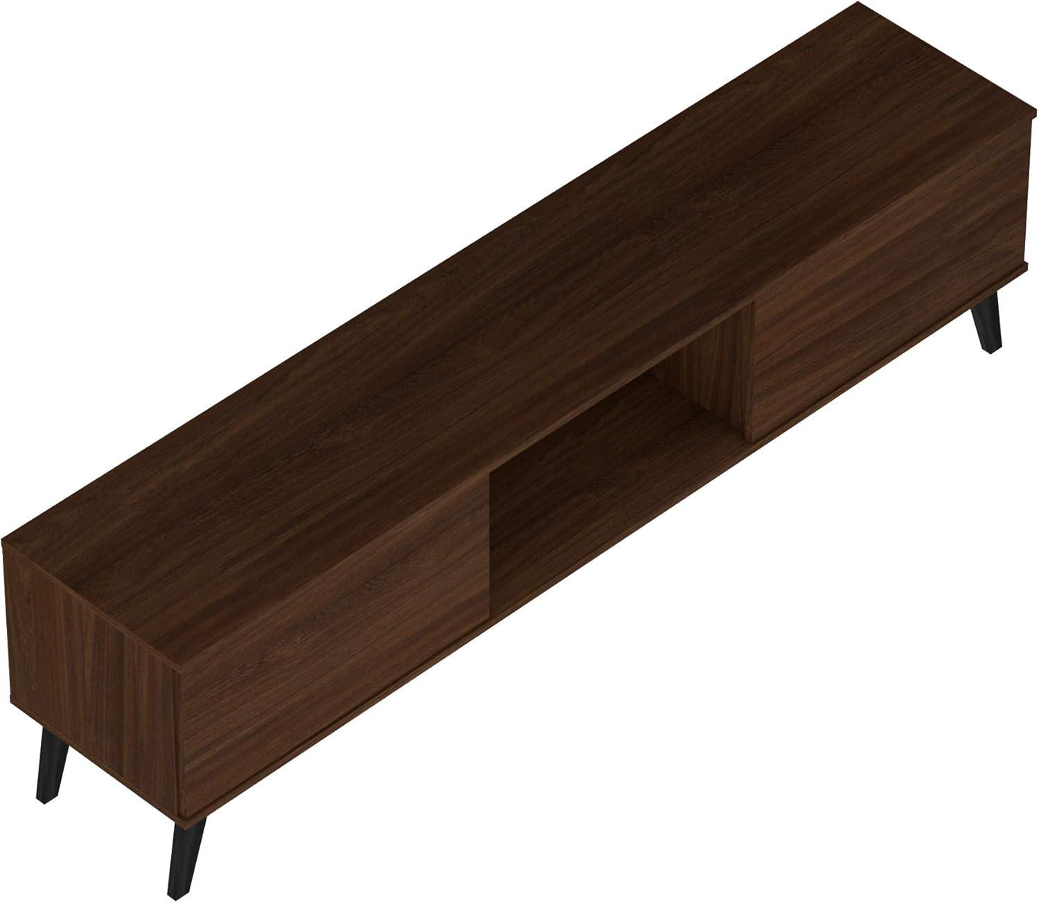 Manhattan Comfort Doyers 53.15" Mid Century TV Stand for Bedroom and Living Room Use, Entertainment Center with Storage, Shelf and Soft Close Doors, Ideal for 50 Inch Screens, White/Nut Brown