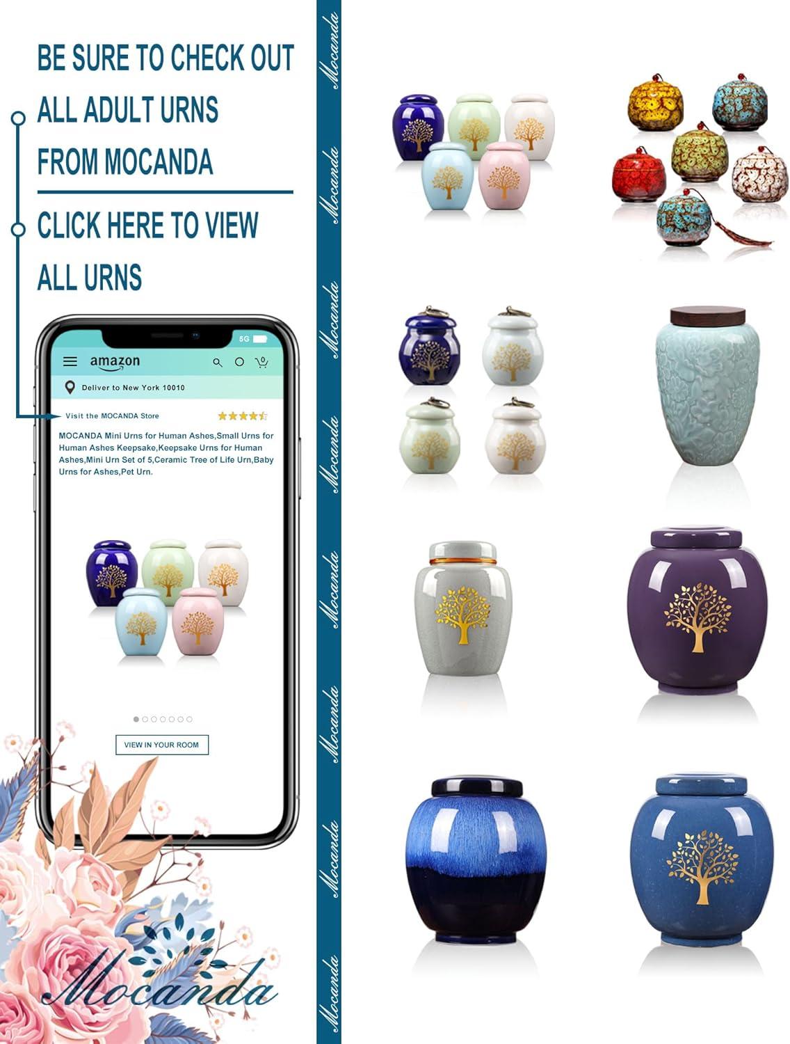 Mini Urns for Human Ashes Set of 5,Small Urns for Human Ashes Keepsake,Decorative Ceramic Tree of Life Urn,Baby & Pet Urn