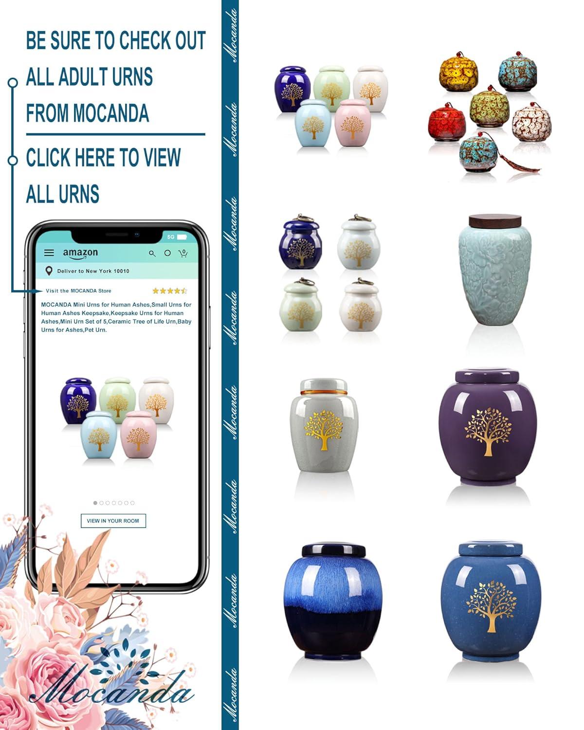 Mini Urns for Human Ashes Set of 5,Small Urns for Human Ashes Keepsake,Decorative Ceramic Tree of Life Urn,Baby & Pet Urn