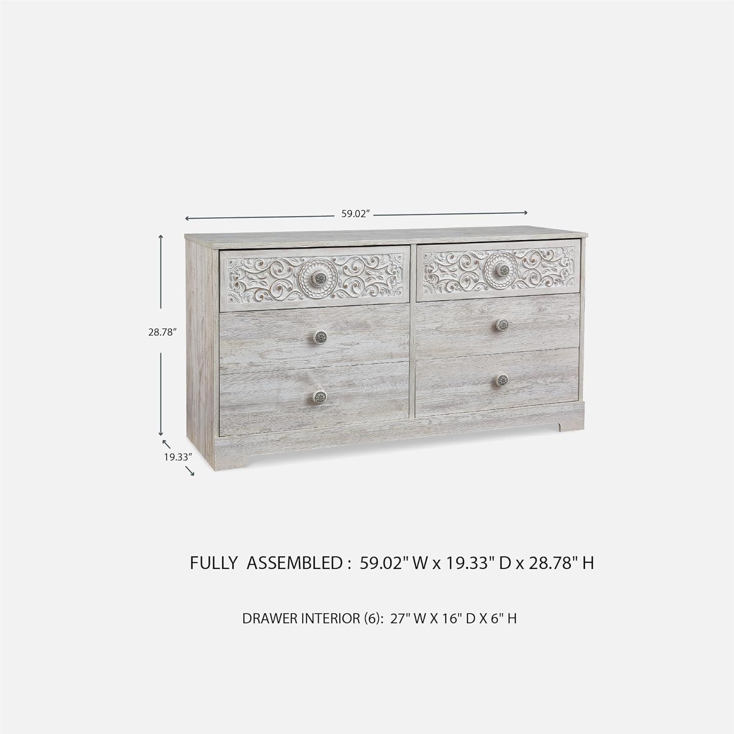 Signature Design by Ashley Casual Paxberry 6 Drawer Dresser, Whitewash