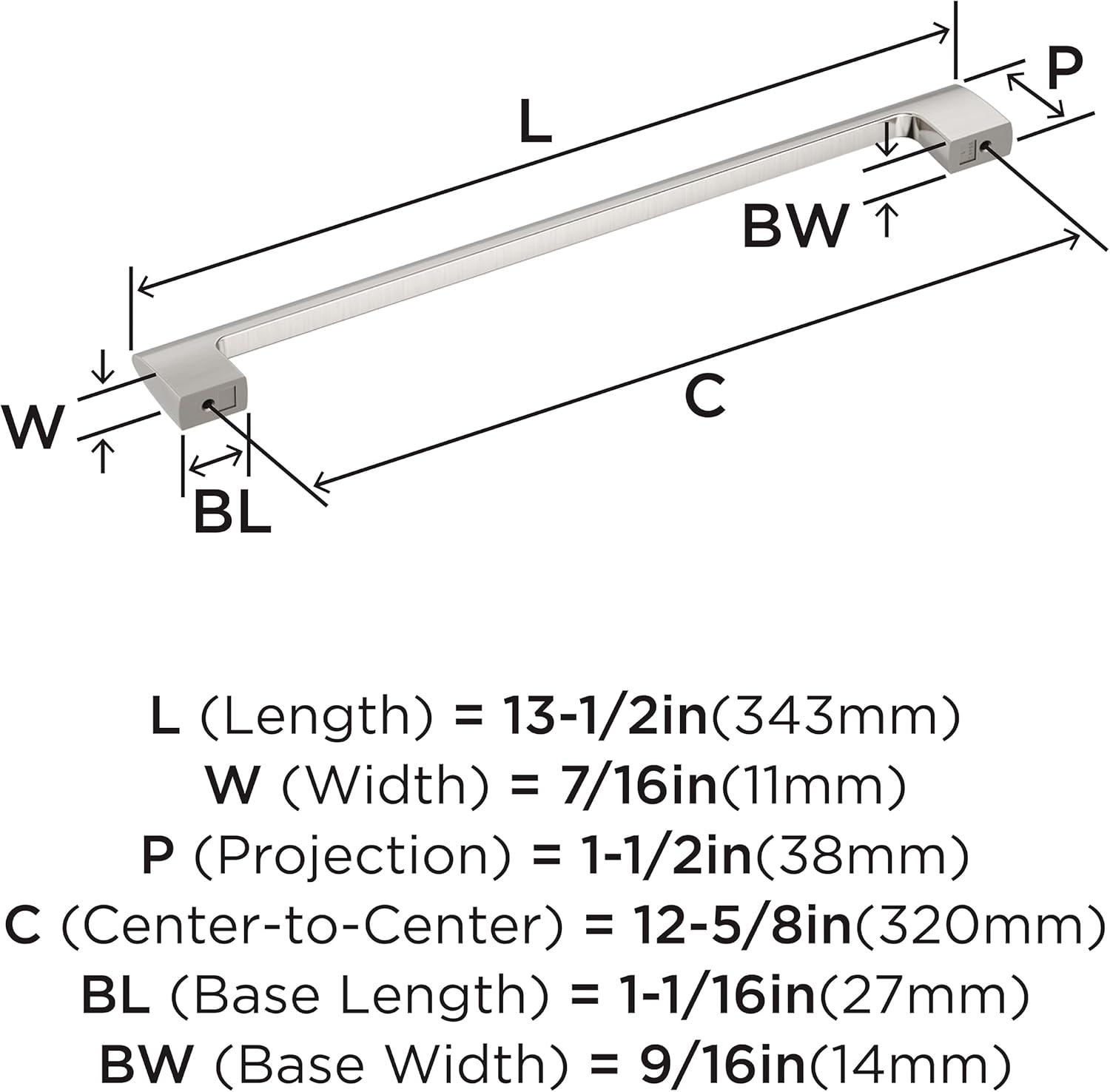 Amerock Riva 12-5/8 inch (320mm) Center-to-Center Satin Nickel Cabinet Pull