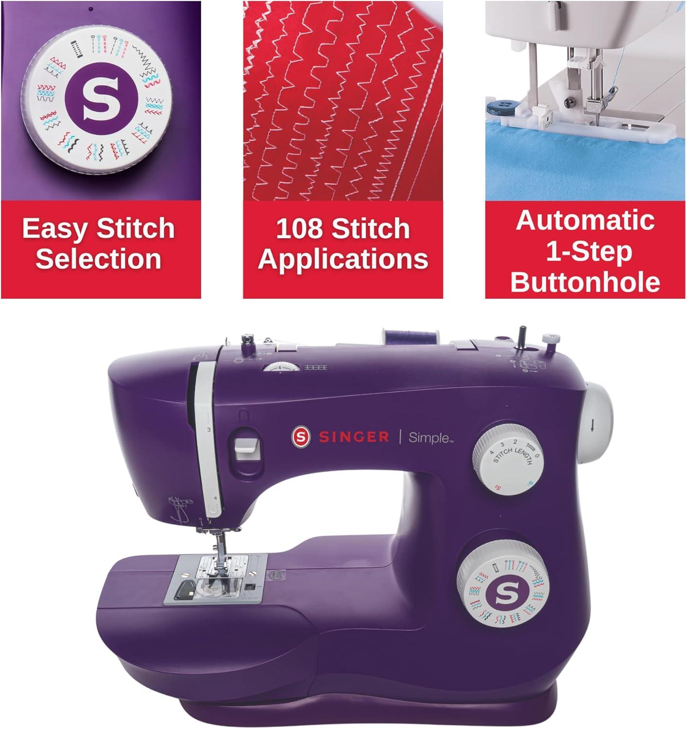 SINGER® Simple™ 3337 Mechanical Sewing Machine, Purple