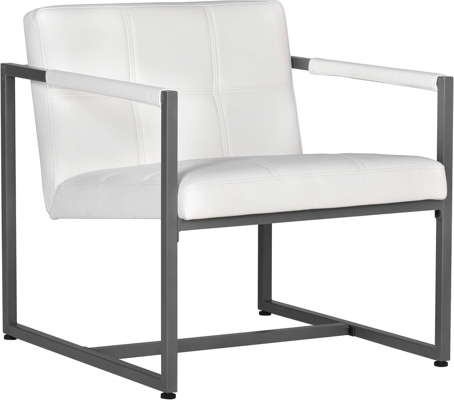 Camber Accent Chair White - Studio Designs Home: Mid-Century Faux Leather, Metal Frame, 250lbs Capacity