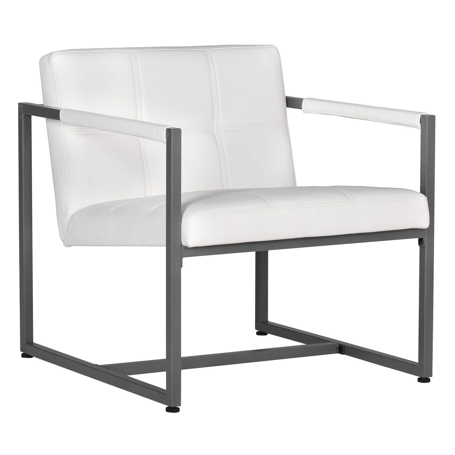 Camber Accent Chair White - Studio Designs Home: Mid-Century Faux Leather, Metal Frame, 250lbs Capacity