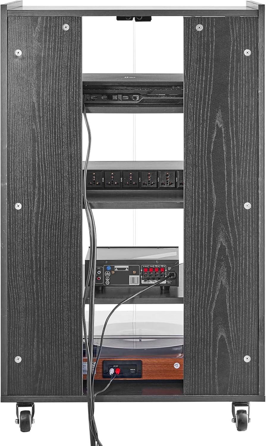 VEVOR 5-Tier AV Media Stand with Wheels, Wooden Audio-Video Media Stand for DVD Players/Cable Boxes/Games Consoles