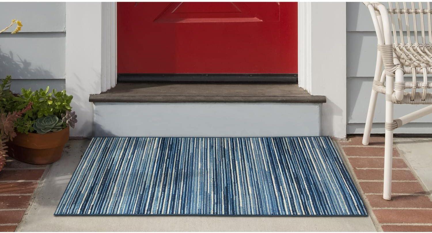 Liora Manne Marina Stripes Indoor/Outdoor Rug China Blue 2'7" x 4'3"