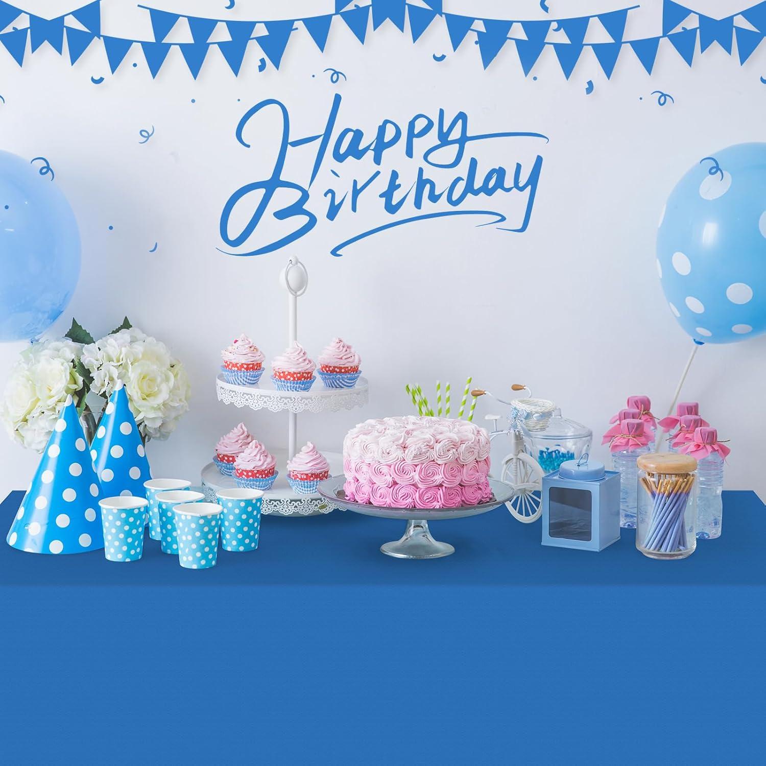 6 Pack Plastic Royal Blue Tablecloth for Parties, Rectangular Table Decorations, 54 x 108 Inches, Disposable Table Cover for Birthday, Graduation Party Supplies