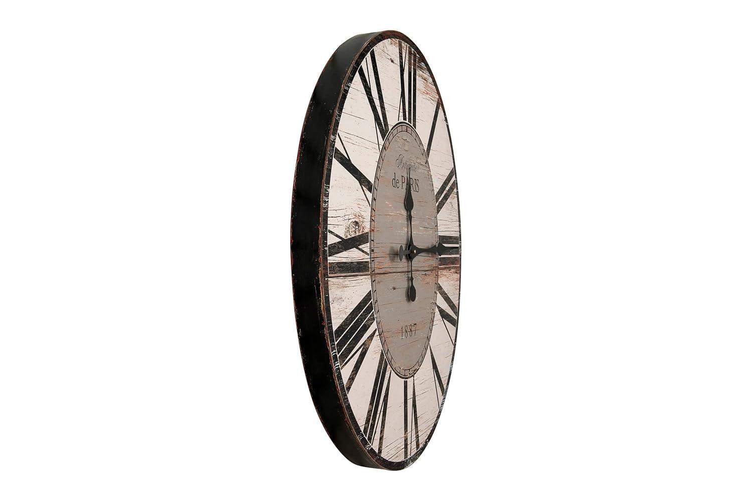 Woven Paths 29" Oval Distressed White Wood Wall Clock