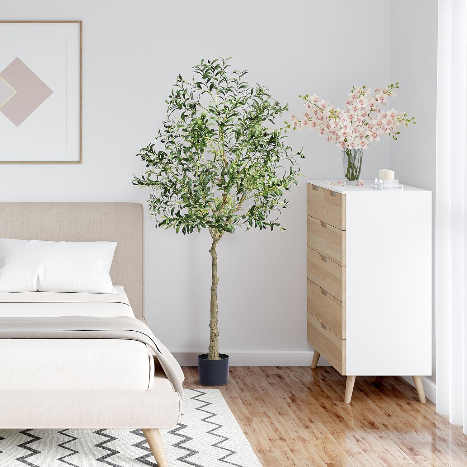 6 ft. Artificial Olive Tree Secure PE Material and Anti-Tip Tilt Protection Low-Maintenance Plant