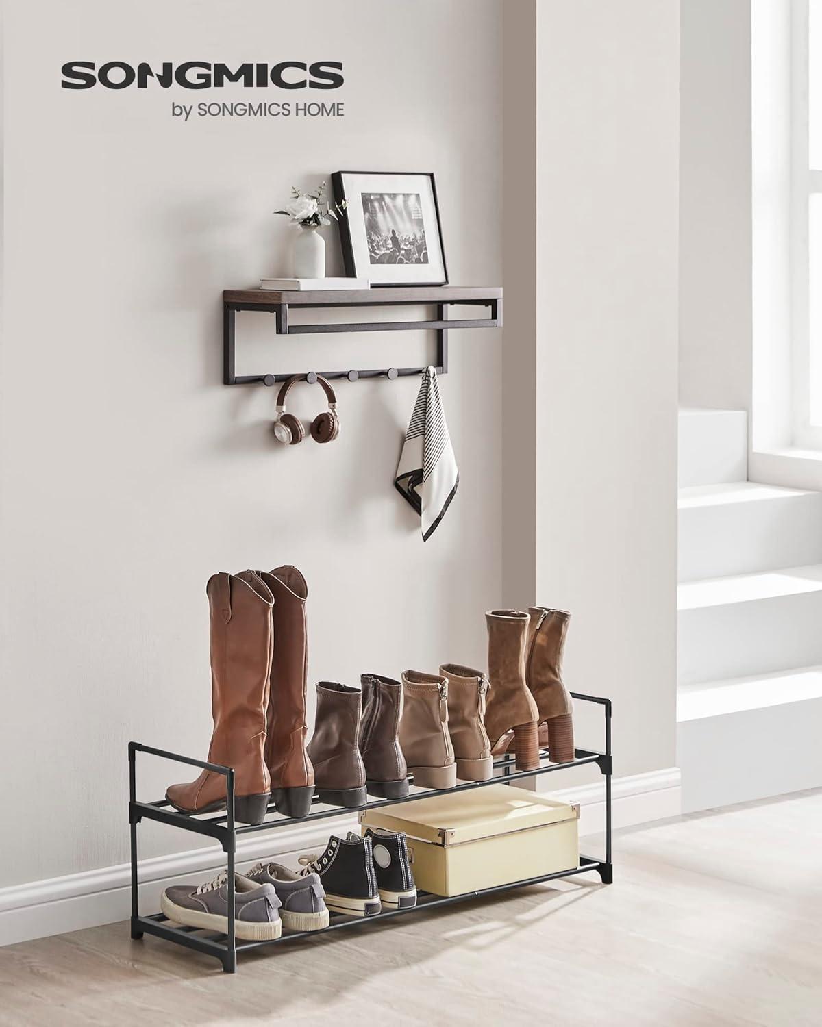 Black 2-Tier Metal Shoe Storage Shelf