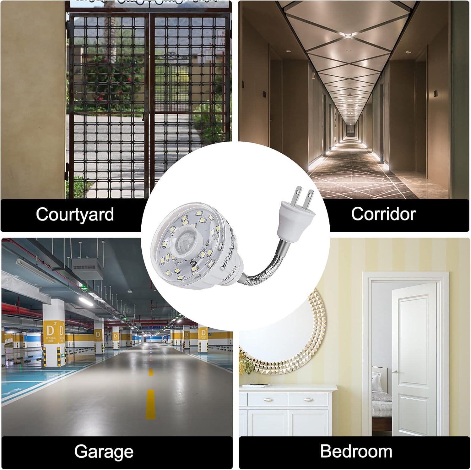 Plug in Motion Sensor Night Light Indoor, PIR Infrared Motion-Activated LED Night Light for AC Outlet,Dusk to Dawn Sensor Smartlight,360° Directional Rotating for Garage Stairway, 5W White