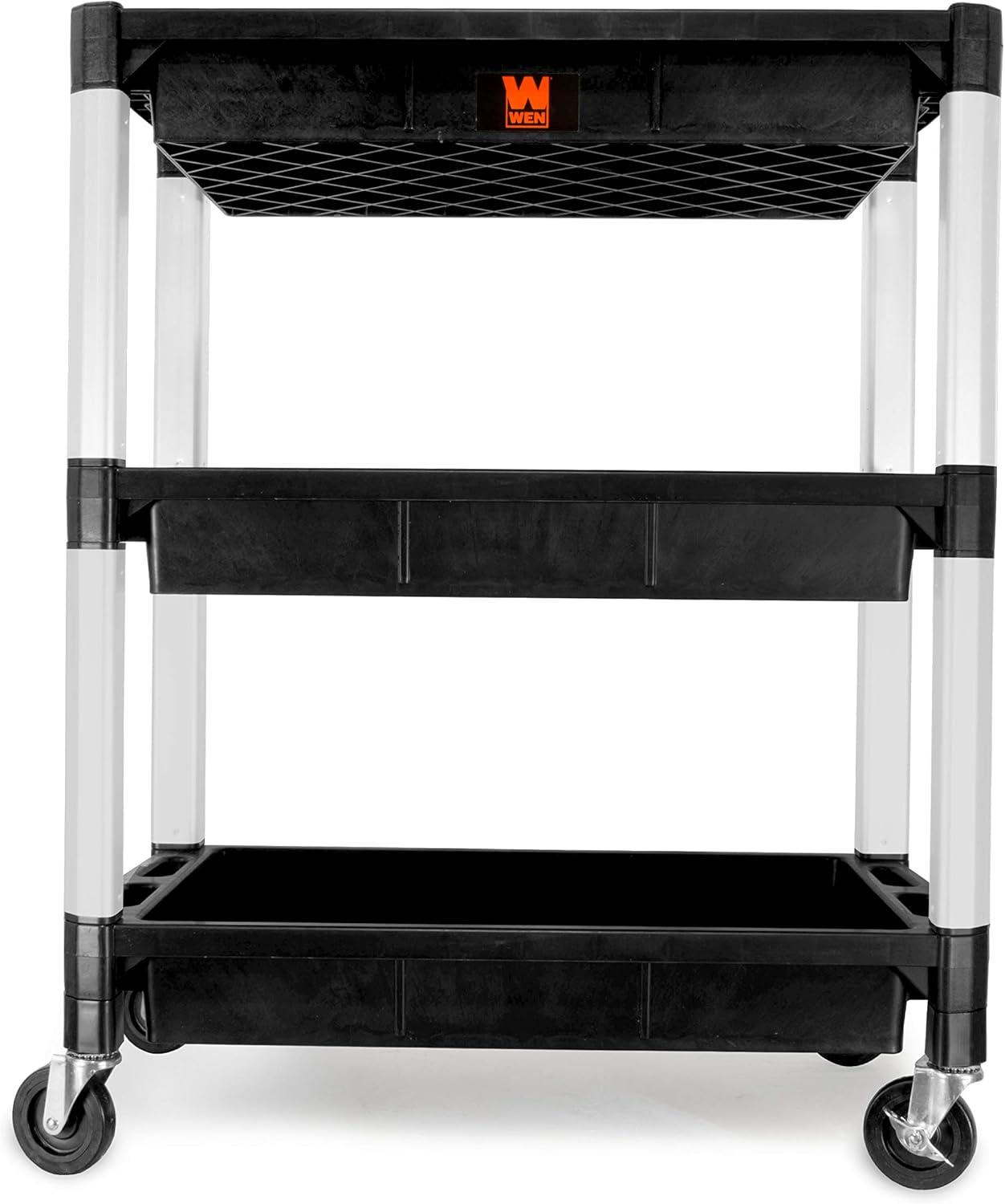 WEN Three-Tray 300-Pound Capacity Triple Decker Service and Utility Cart, 73163