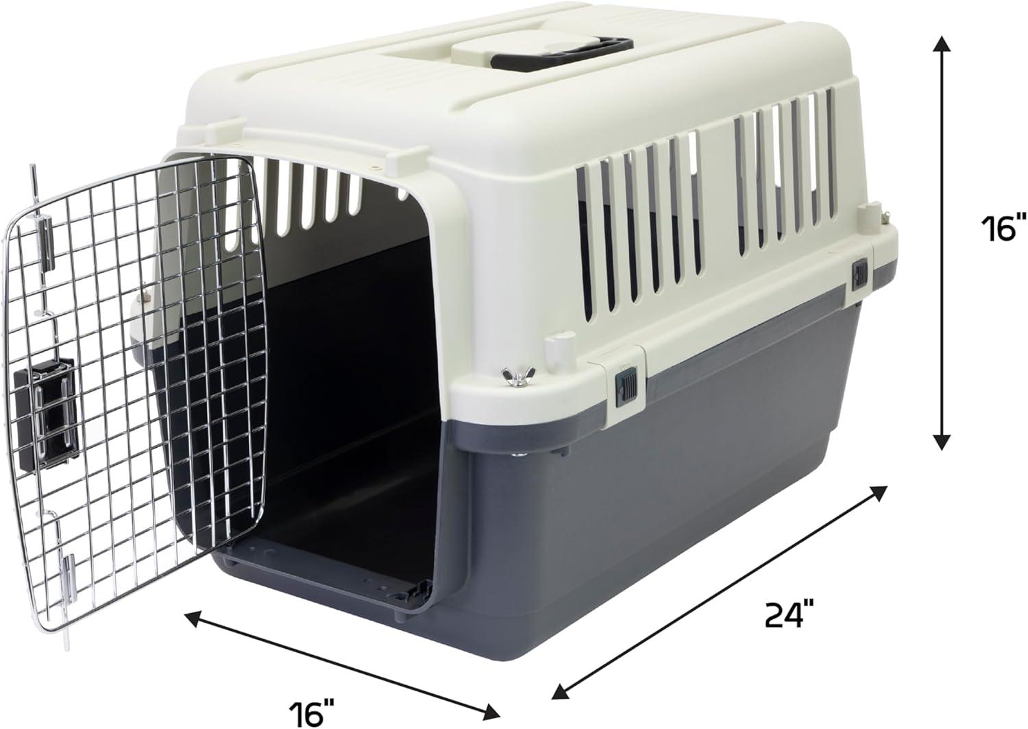 Small Gray and White Airline Approved Rolling Pet Kennel