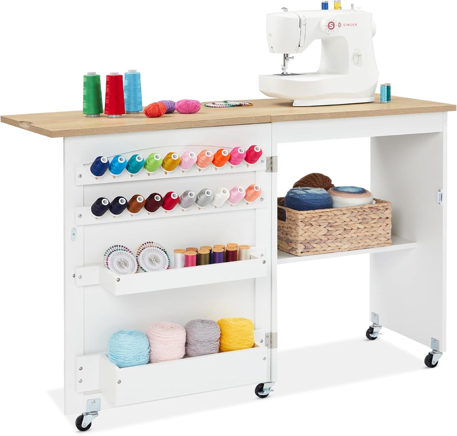 Best Choice Products Sewing Machine Table & Desk w/ Craft Storage and Trays