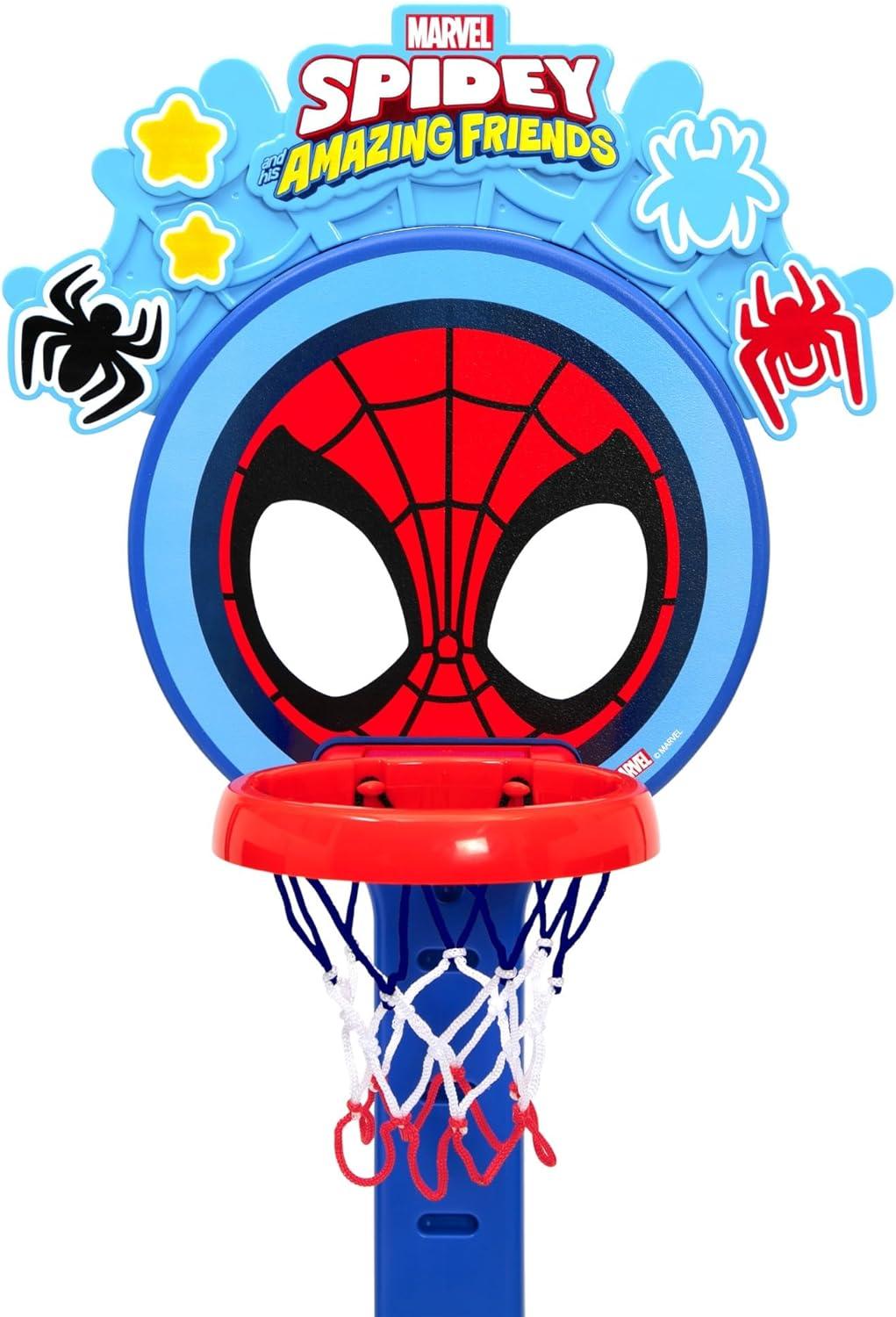 Spidey and His Amazing Friends Plastic Basketball Set by Delta Children – Includes Basketball Hoop, 1 Basketball and Ball Pump