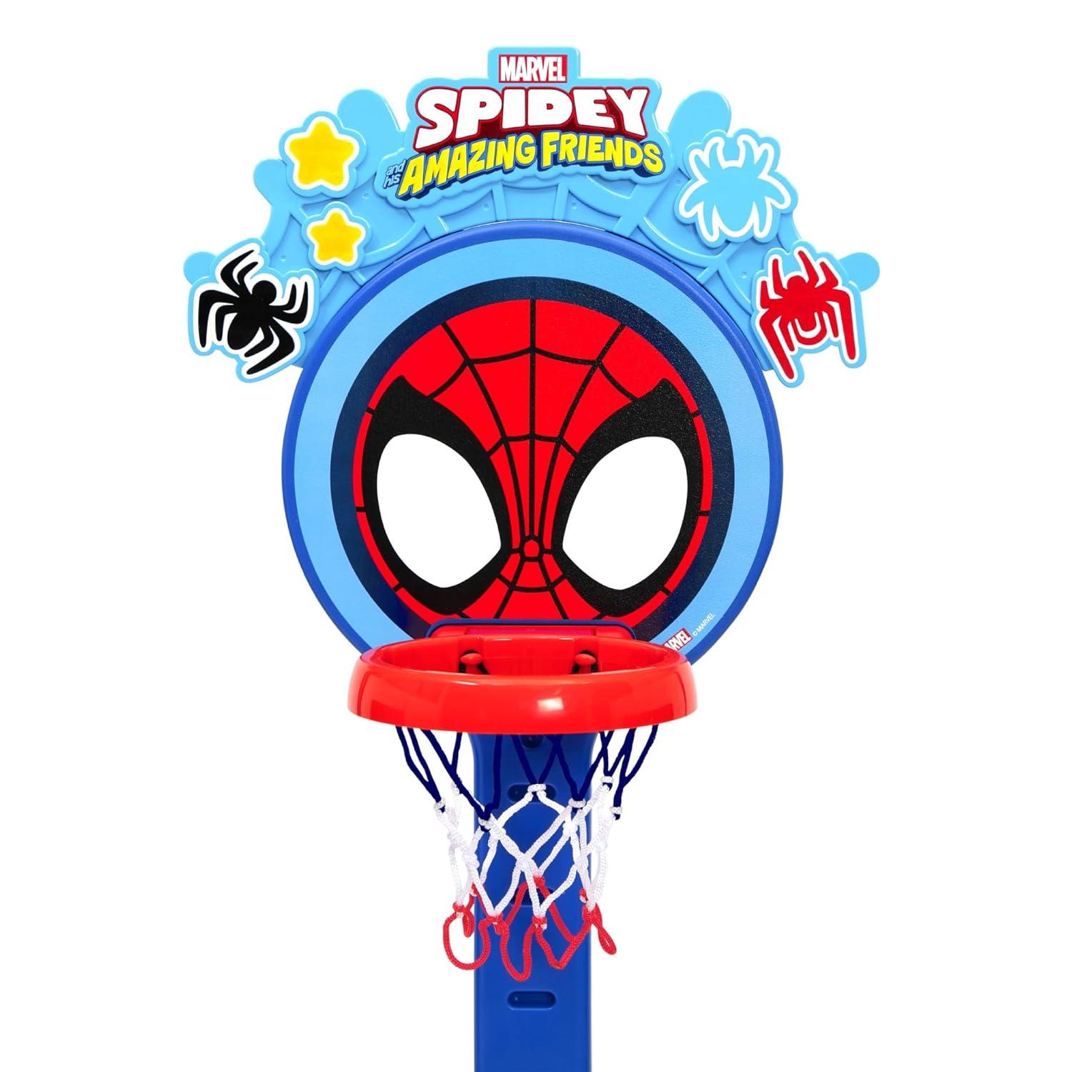 Spidey and His Amazing Friends Plastic Basketball Set by Delta Children – Includes Basketball Hoop, 1 Basketball and Ball Pump