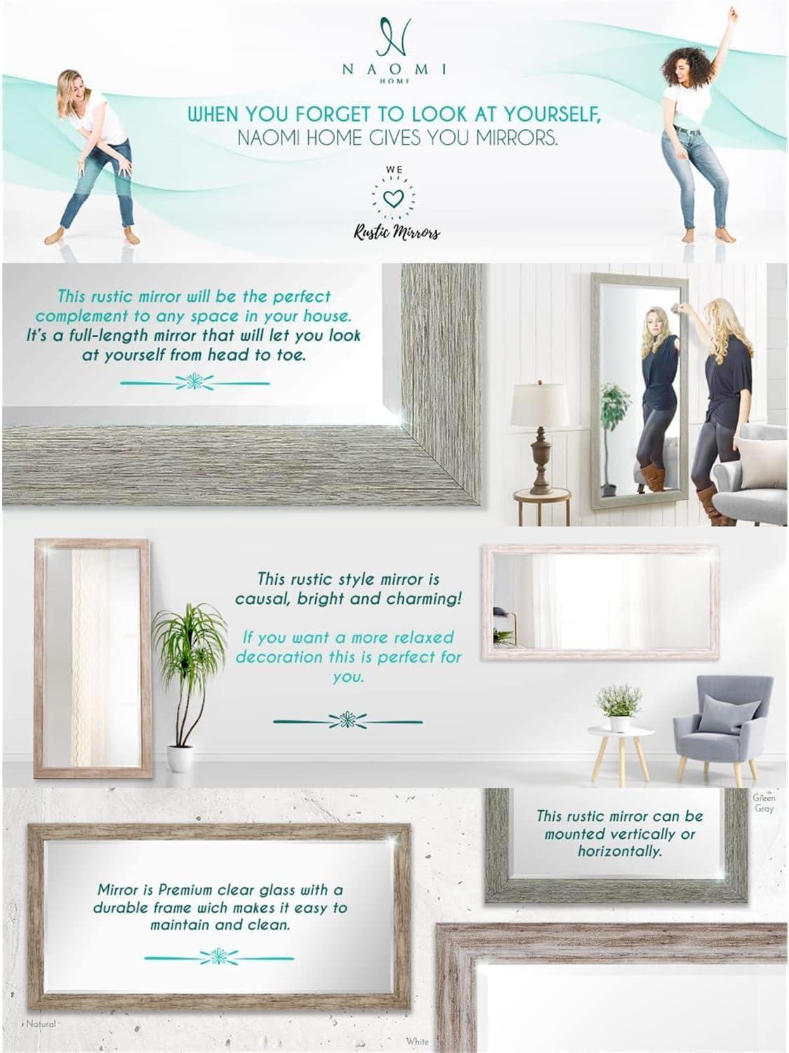 Rustic Green-Gray Full Length Wood Floor Mirror