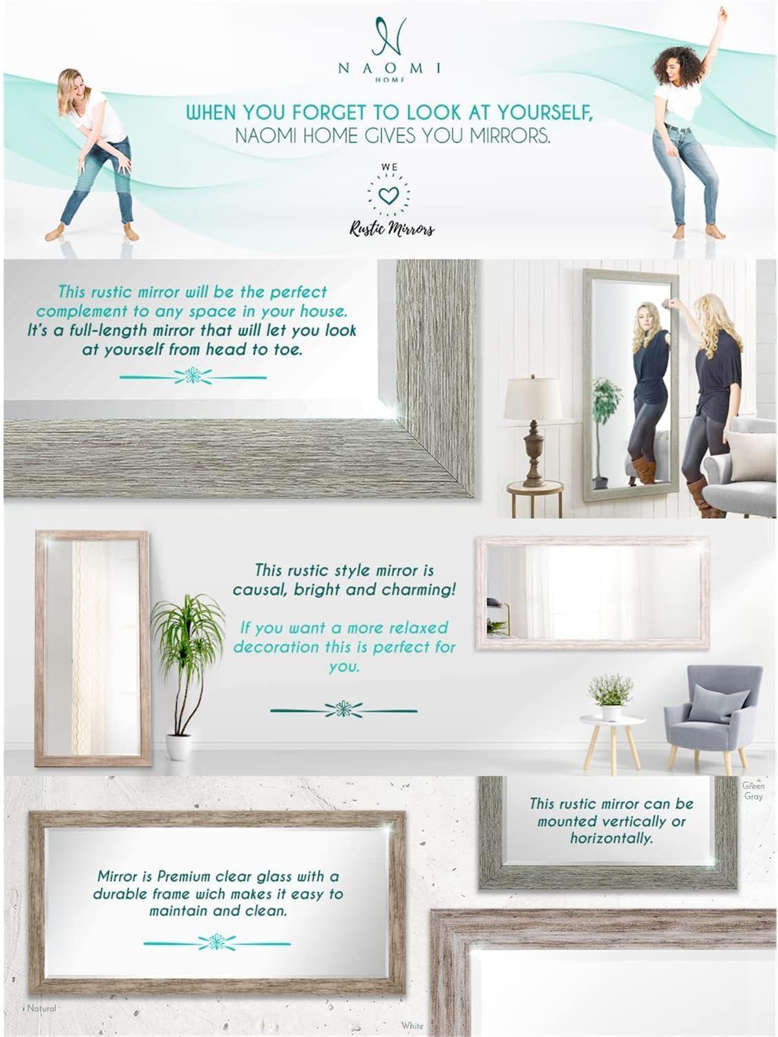 Rustic Green-Gray Full Length Wood Floor Mirror