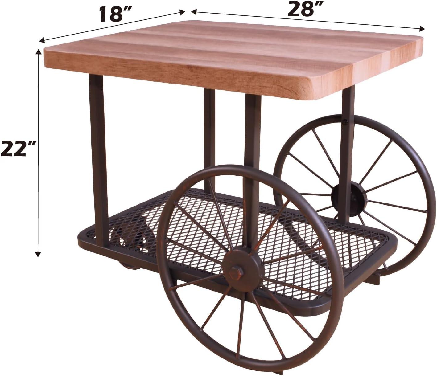 Sofa Table Wheel Table with Bottom Shelf & Easy Mobility, Wooden Table Bedside Table End Table Side Table for Bedroom Living Room Office, Dinning Table for Kids Teens Adults, Oak Table