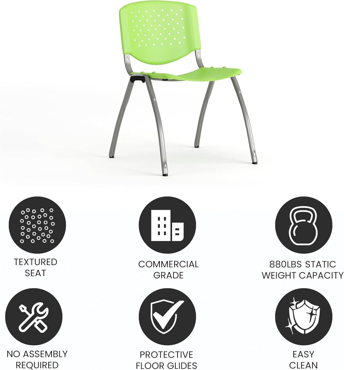 Flash Furniture Memphis 880 lb. Capacity Plastic Stack Chair with Powder Coated Frame