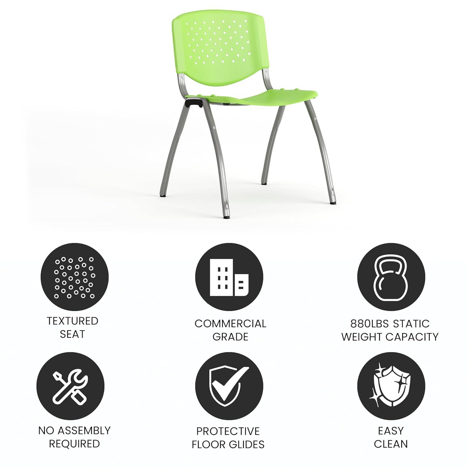 Flash Furniture Memphis 880 lb. Capacity Plastic Stack Chair with Powder Coated Frame