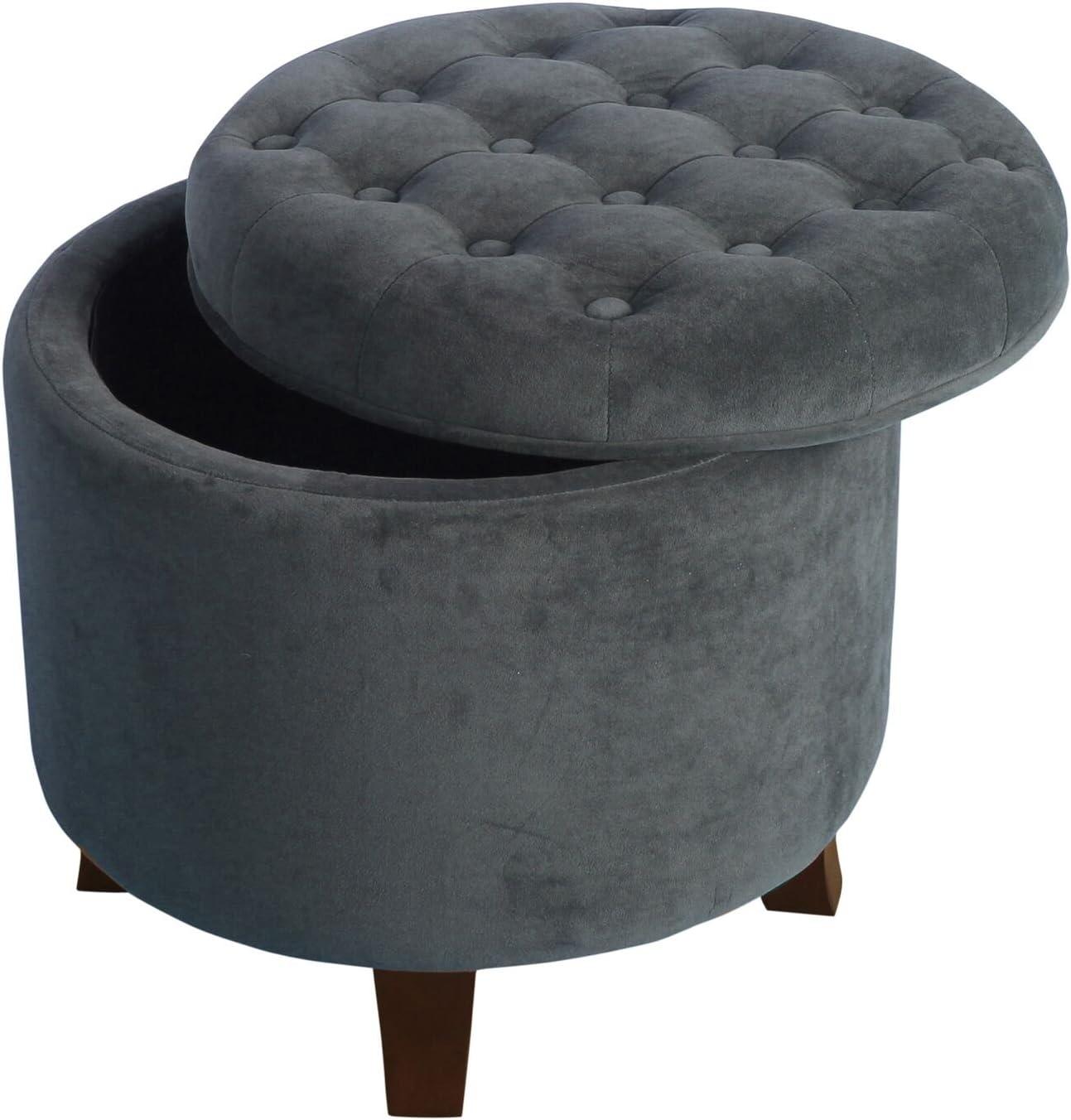 Large Round Button Tufted Storage Ottoman - HomePop