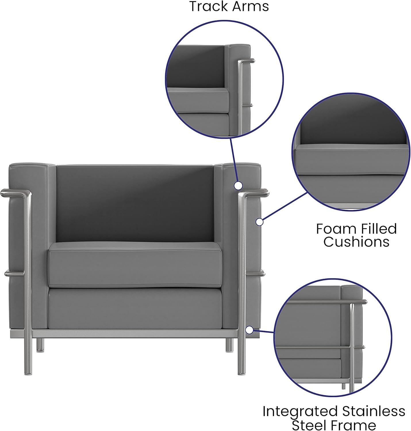 Flash Furniture Hercules Regal Series Contemporary Gray LeatherSoft Chair with Encasing Frame