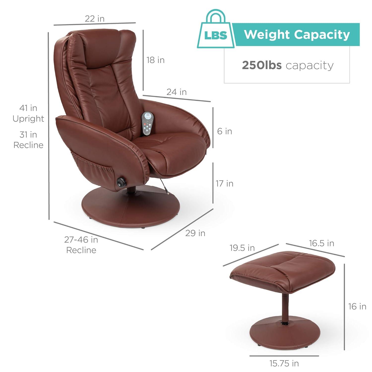 Best Choice Products Faux Leather Electric Massage Recliner Chair w/ Stool Ottoman, Remote Control, 5 Modes - Brown