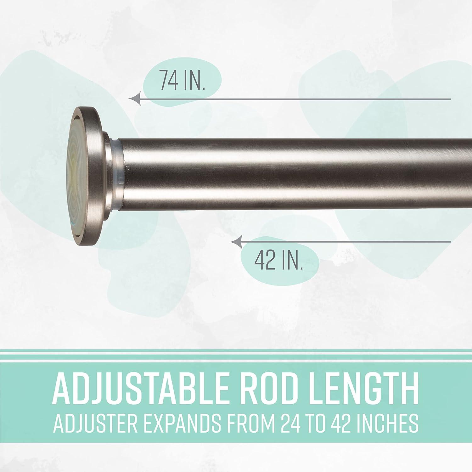 Home Details 24" to 42" Adjustable Steel Straight Curtain Tension Rod, Satin Nickel