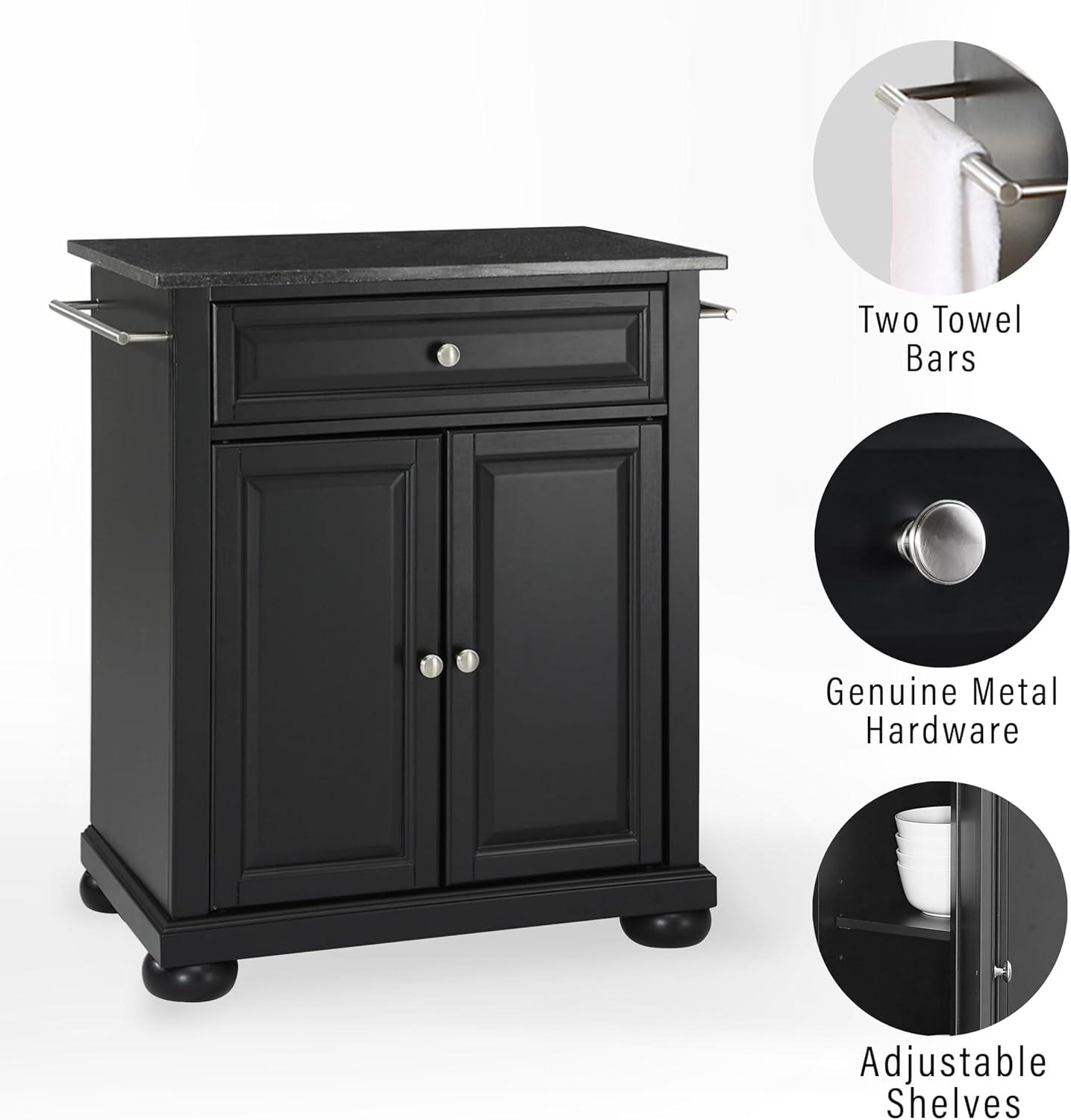 Crosley Alexandria Stainless Steel Top Portable Kitchen Island White : Hardwood Construction, Adjustable Shelf