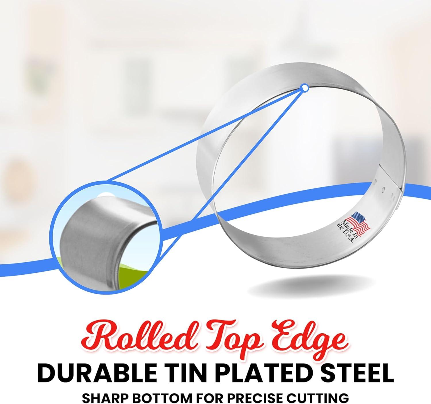 Foose Round Cookie Cutter 2.5 Inch –Tin Plated Steel Cookie Cutters – Round Cookie Mold