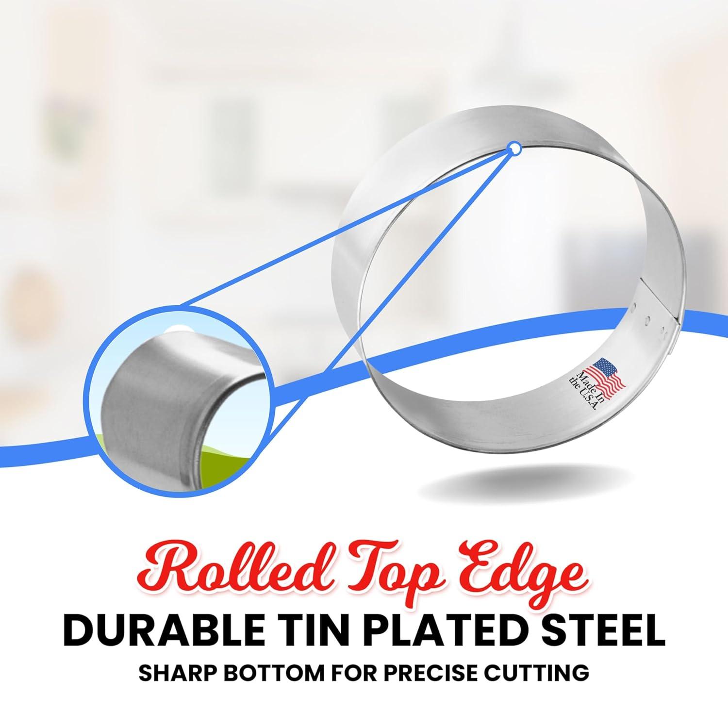 Foose Round Cookie Cutter 2.5 Inch –Tin Plated Steel Cookie Cutters – Round Cookie Mold