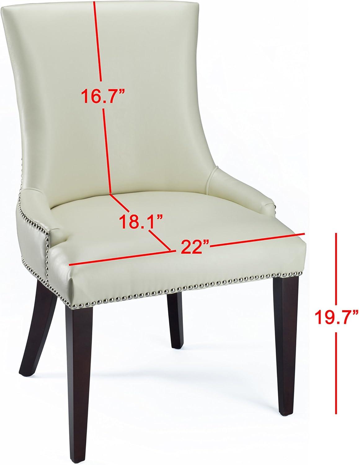 Becca 19''H Dining Chair with Silver Nail Heads - Cream/Leather - Safavieh