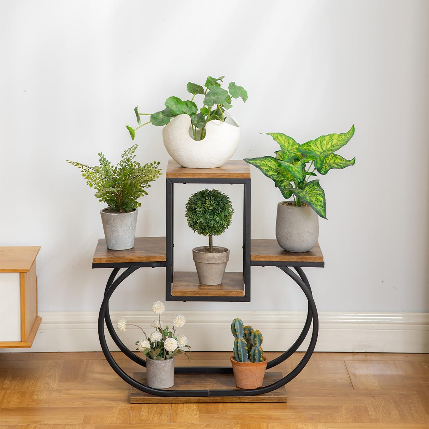 CHPHI Wood Plant Stand - Tiered Indoor/Outdoor Heart Shape Plant Stand for Multiple Plants, Living Room