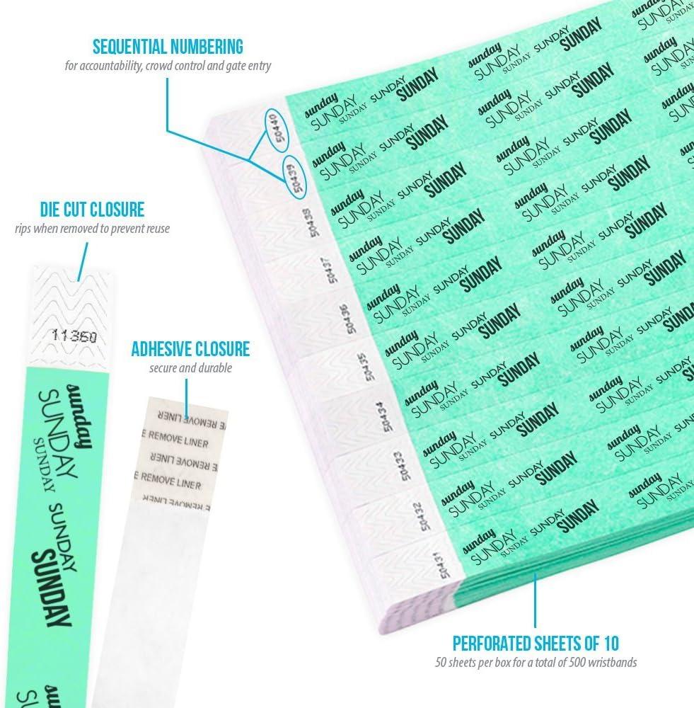 Aqua Tyvek Waterproof Tear-Resistant Event Wristbands, 500 Count