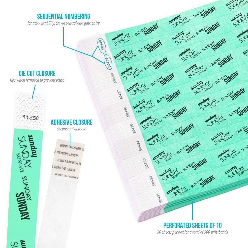 Aqua Tyvek Waterproof Tear-Resistant Event Wristbands, 500 Count