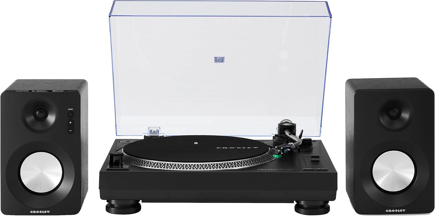 Crosley C100BT Vinyl Record Player with Speakers and Wireless Bluetooth - Audio Turntables