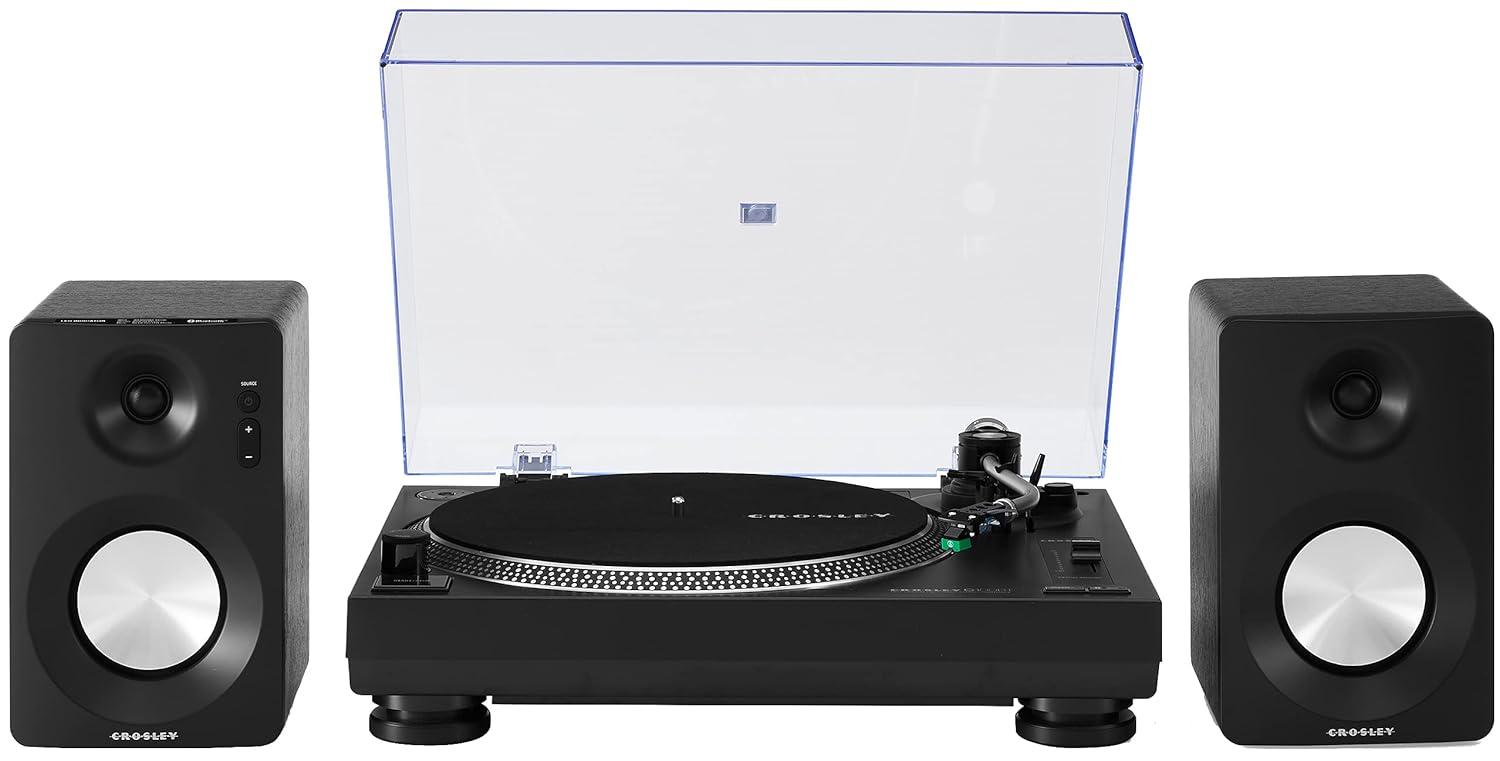 Crosley C100BT Vinyl Record Player with Speakers and Wireless Bluetooth - Audio Turntables