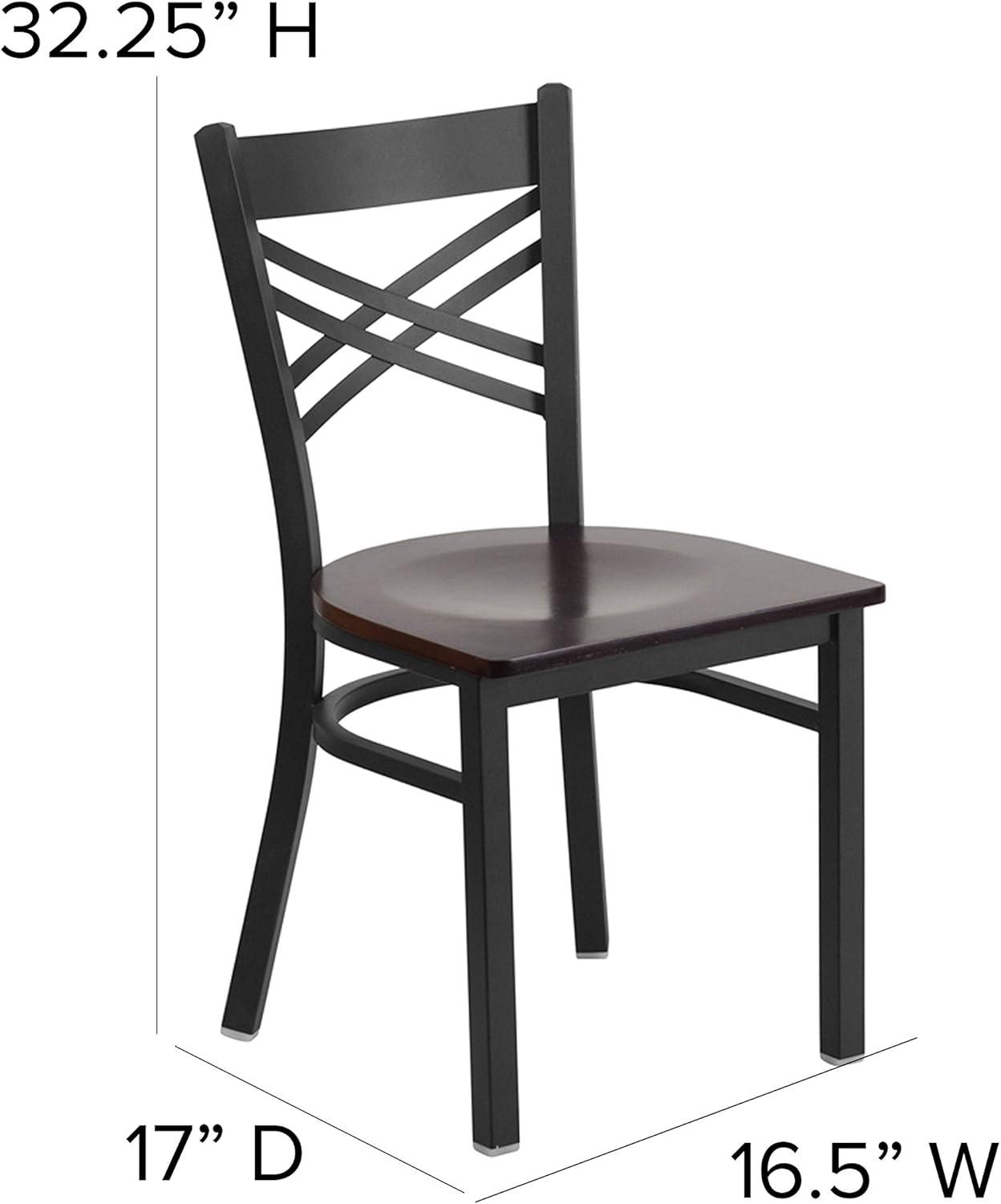 Elevate 32'' Black Steel and Walnut Wood Cross Back Side Chair