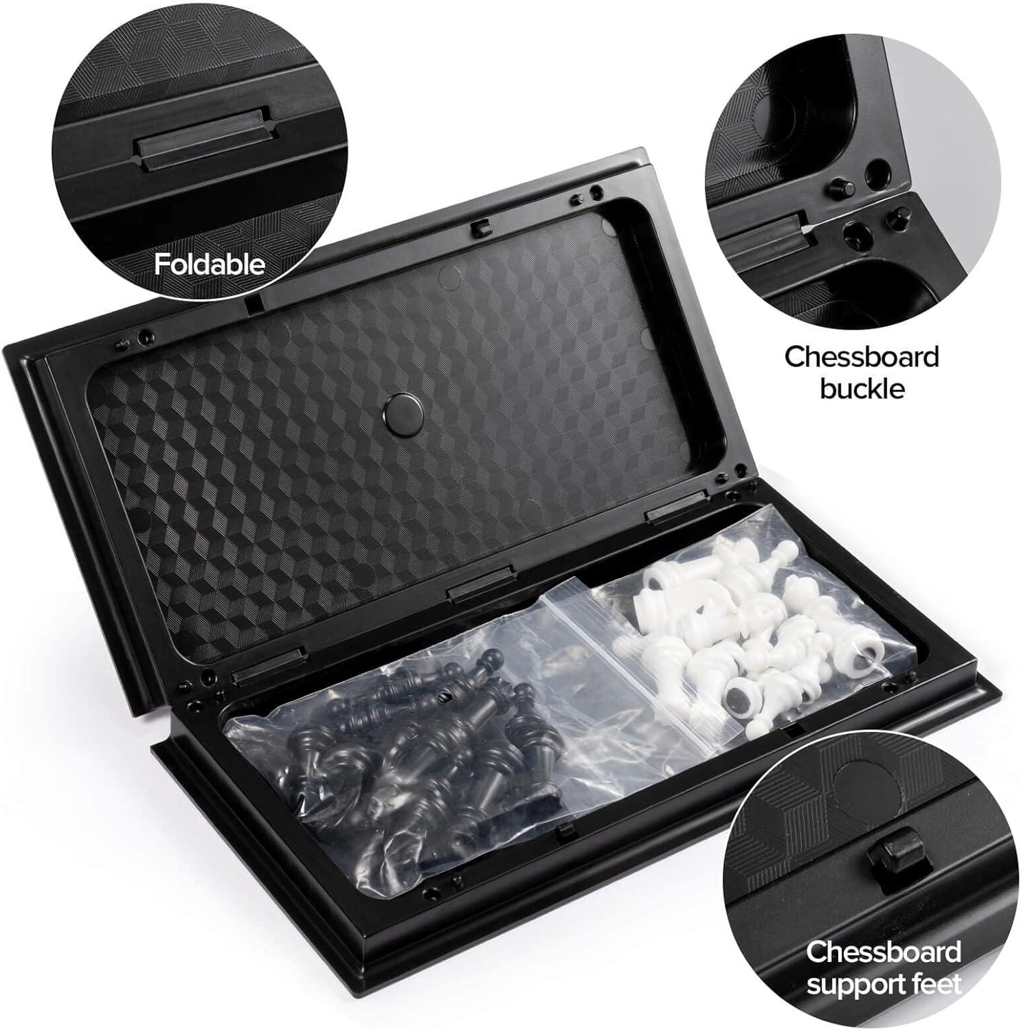 Chess Sets Travel Board Games: Magnetic Folding Chess Board with Instructions Teen Gifts Family Games Educational Toys for Kids and Adults 9.5 Inch