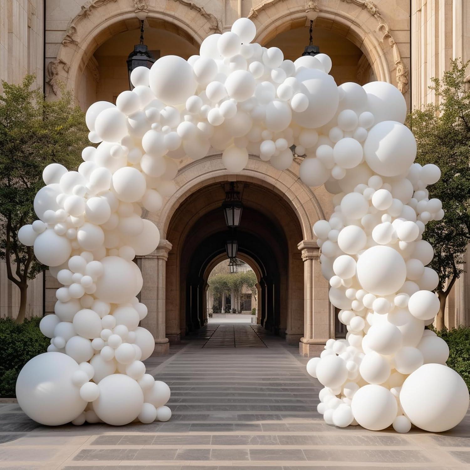 130PCS White Balloons Different STF9 Sizes 18" 12" 10" Balloon Garland Arch Kit perfect for Birthday Party, Graduation, Baby Shower, Wedding, Holiday Decoration and Anniversary (White balloons)