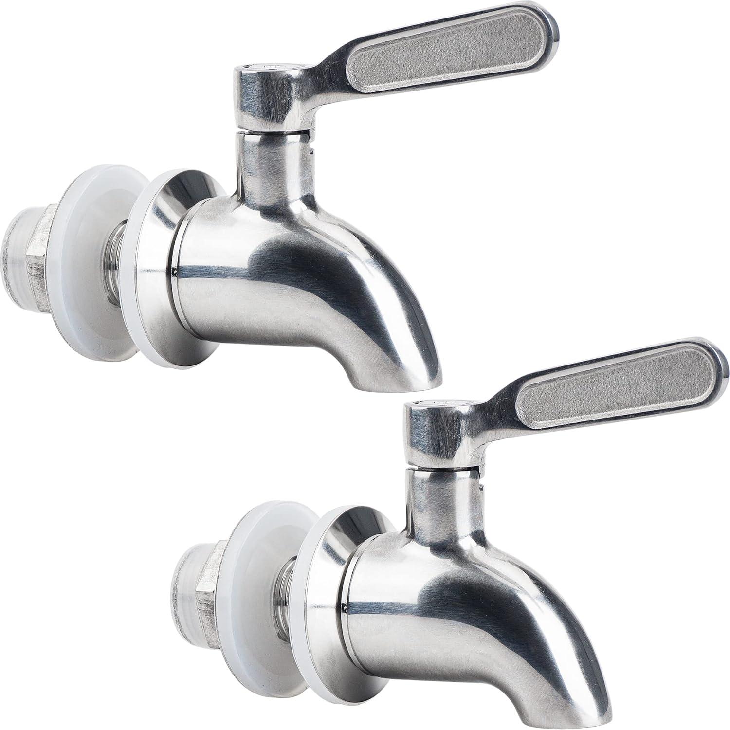 Polished Stainless Steel Beverage Dispenser Replacement Spigot Set