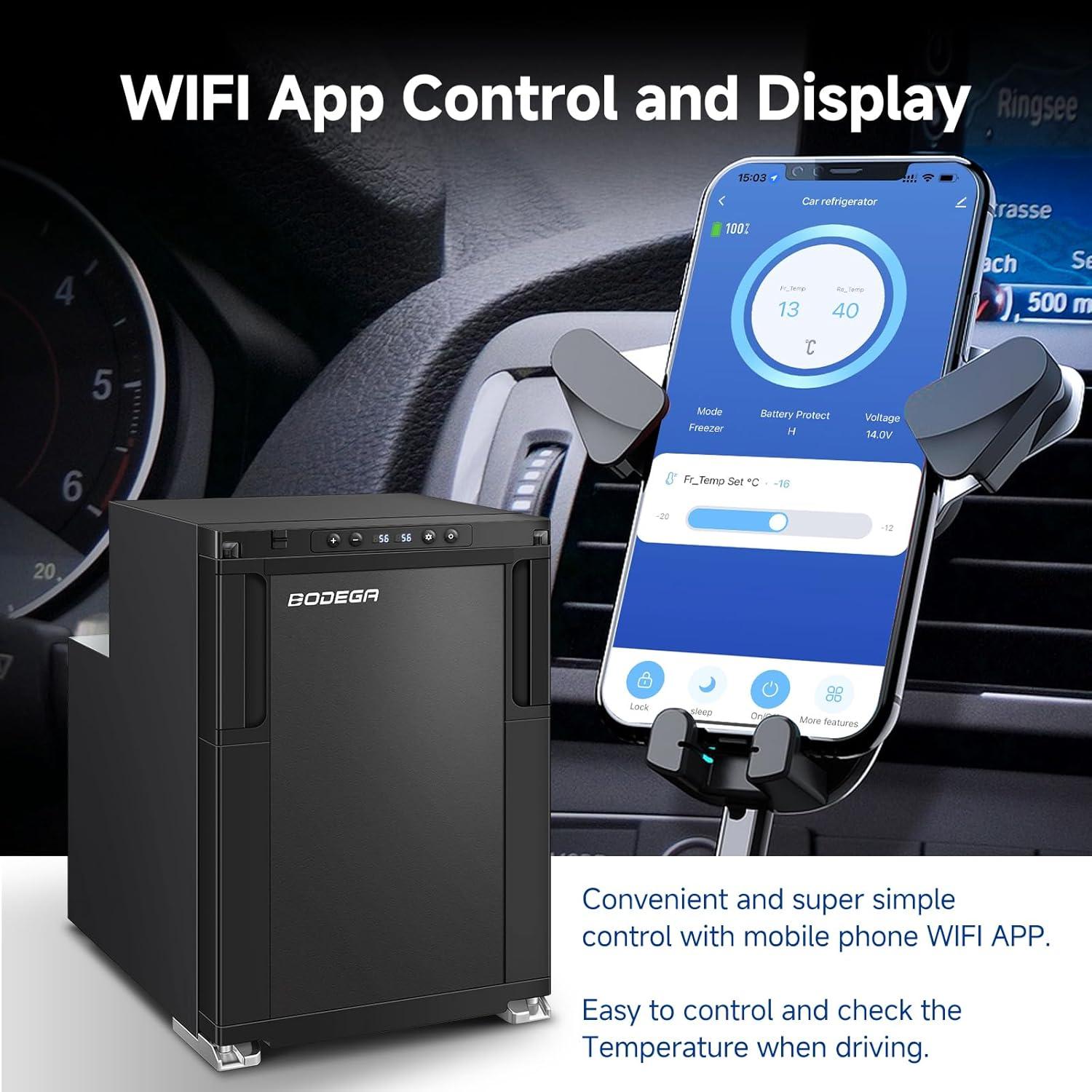 1.6 cu.ft. 45L RV Fridge and Freezer, Car Refrigerator with Lock, (-4℉-46℉) Outdoor Refrigerator in Black