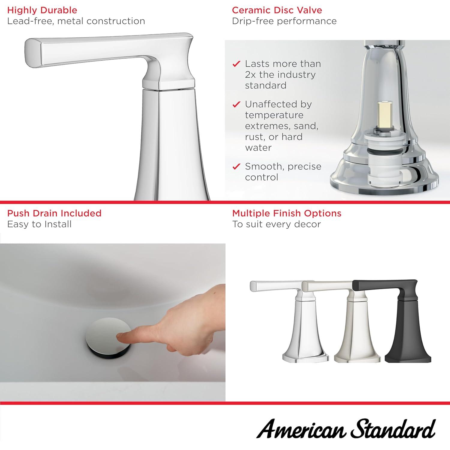 American Standard Belmeade Widespread Faucet 2-handle Bathroom Faucet with Drain Assembly 7426801.295