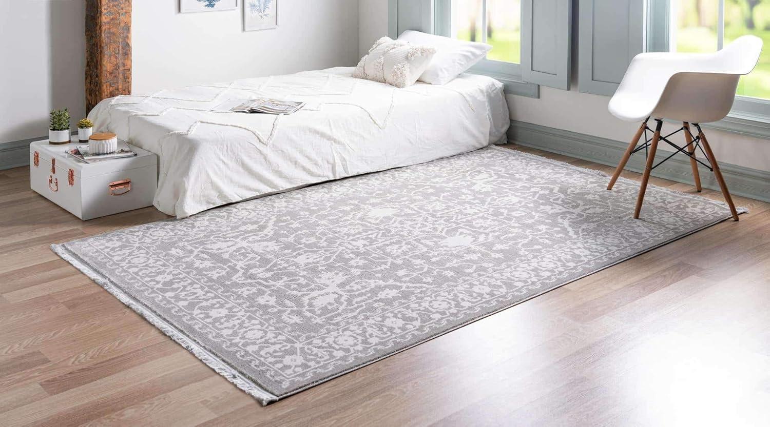 Light Gray Abstract Synthetic Easy Care Stain-Resistant Area Rug 10' x 13'