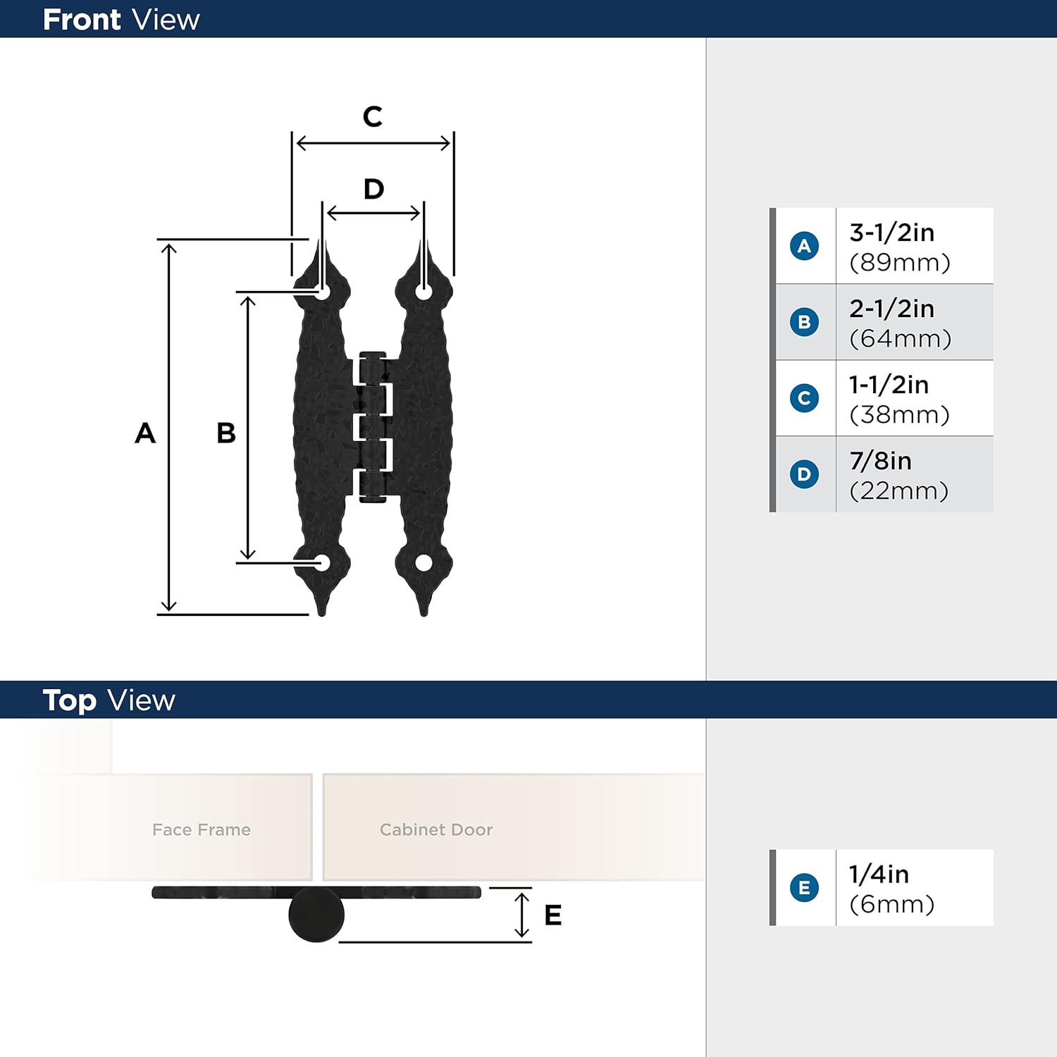 Amerock Colonial Black 3-1/2 inch Flush Wrap Cabinet Hinge