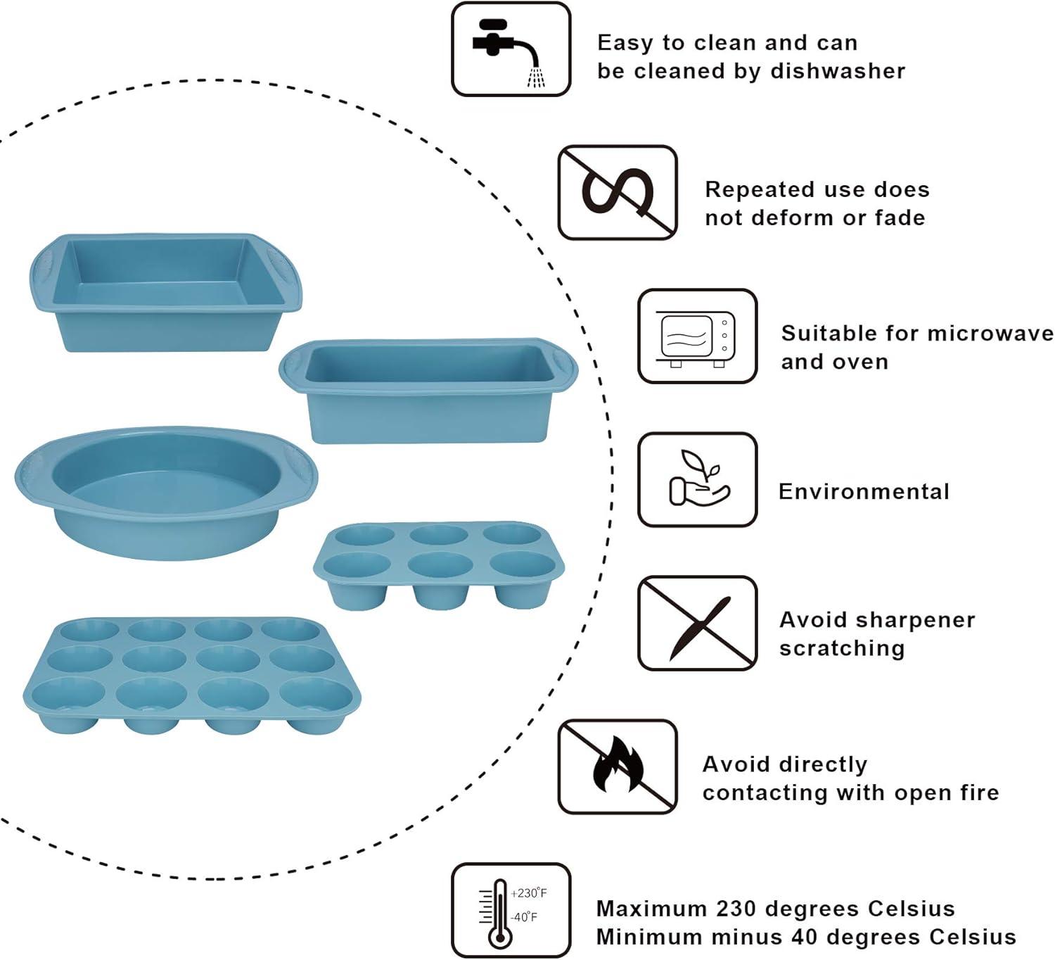 Economical 7-Piece Blue Silicone Nonstick Bakeware Set