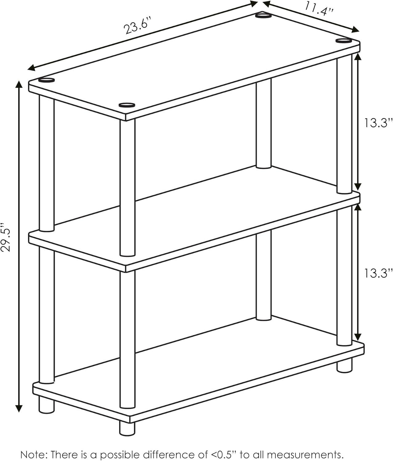 Furinno 3-Tier Industrial Bookcase Compact Bookshlef Multipurpose Open Storage Shelf Display Rack