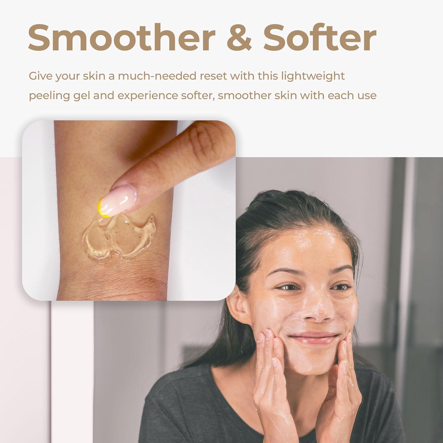 Vivo Per Lei Facial Peeling Gel - Contains Dead Sea Minerals and Nut Shell Powder - Gentle Face Exfoliator Scrub and Blackhead Remover - Peel Your Skin to a Fresher You - 3.4 Fl. Oz.